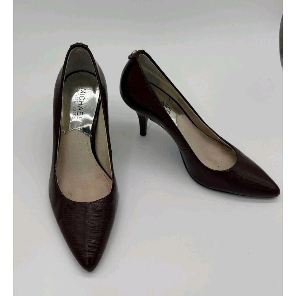 Michael Kors Pump Women's Leather Pointed Toe Stiletto Heel Sz 5.5M Deep Maroon - Picture 2 of 10